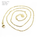 Detail of 1.4mm gold copper chain necklace with specifications and 45+5cm length - O Chain