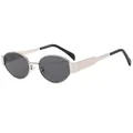 Occhiali da sole ovali vintage in metallo dorato con lenti grigio scuro per donna - Montatura Argento Lente Grigia