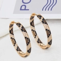 Fashionable gold-plated hoop earrings featuring leopard print cubic zirconia stones - Large Hoop Leopard Print-EA06-1