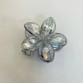 Plumeria flower hair claw clip with iridescent metallic finish for elegant hairstyles - Frangipani Hair Clip / Pack of 12 (8x7x4cm) / Iridescent Transparent Gray