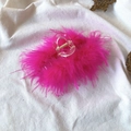 Detail shot of a pink ostrich feather hair claw clip with golden spring and fluffy texture - 13CM Dark Pink Feather Claw Clip
