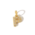 Macro view of gold-plated PVD 316L stainless steel letter P pendant with zircon inlay - Letter P Pendant