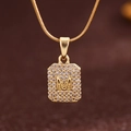 Gold snake chain necklace with square letter M pendant featuring white zircon stones - Gold (X6055GD)