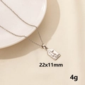 Silver stainless steel evil eye necklace with rectangular abstract face pendant - Silver Abstract Face Style (S1220-S+N22-S)