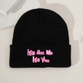 Black knit beanie with embroidered It's Not Me It's You slogan for winter warmth - One Size / Black Embroidered Beanie