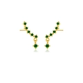 S925 sterling silver gold plated earrings with green zircon crawling stones - 925 Silver / 18K Gold (Green Zirconia)