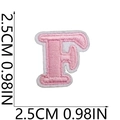 Pink embroidered letter F patch mini size 2.5cm with white felt backing for DIY decor - F (Pink)