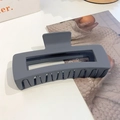Sleek matte gray rectangular hair claw clip with cutout design for thick hair styling - 13cm / Gray