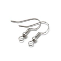 Silver metal French earring hooks with bead and spring for DIY jewelry making - 200pcs/pack / White Gold