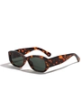 Retro oversized square sunglasses featuring tortoise shell frame and dark green lenses - Tortoise