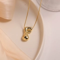 Polished 18K gold plated balloon style letter F pendant necklace with box chain - Letter F (Single Pendant)