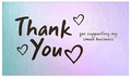 Holographic Thank You for Supporting My Small Business card in blue purple gradient - 50mm x 90mm / Style E-Green Purple Gradient with Hollow Hearts