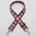 Ethnic style floral print bag strap with pink flowers and adjustable metal buckle - No.642 Gunmetal Hook
