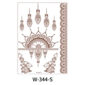 Brown henna tattoo sticker with mandala and lace floral patterns for hand decoration - Center Mandala And Lace (W344-S)