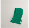 Detail of green knit balaclava for kids with side buttons and branded label - 48-52CM (Recommended 2-6 Years) / Green