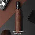 Automatischer Klappschirm in Braun mit Schwarzgummierung für Sonne und Regen - Kaffee (306 Griff)