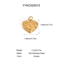 Pendentif cœur en acier inoxydable 304 doré avec texture tissée et détails de dimensions - Style Petit Cœur Tissé (YYAC025015)