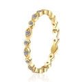Elegant gold plated S925 sterling silver ring with sparkling single row cubic zirconia - Size 9 / 18K Gold (D Color Moissanite)