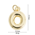 Macro view showing 17.7mm height and 13.1mm width of the golden balloon letter O pendant - Letter O Style (DZ-2821)