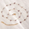 18K gold plated stainless steel necklace with natural purple stones and lobster clasp - Natural Stone Necklace