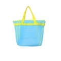 Large blue mesh beach toy storage bag with yellow handles and reinforced edges - Blue with Yellow Strap Toiletry Bag 29x39cm