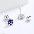 S925 sterling silver snowflake stud earrings with purple zircon and screw back closure - Royal Blue Zircon Snowflake / Royal Blue