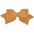 Orange gold glitter bow hair clip with layered 3D design on a clean white background - Orange