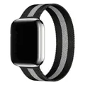 Milanese loop watch band in black and white stripes for Apple Watch series - 34 Black And Silver / 38/40/41/42mm