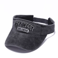 Detail of grey washed cotton sun visor showing 3D letter embroidery and adjustable strap - Adjustable / Black
