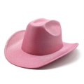 Vibrant pink glitter cowboy hat with metallic shine for Halloween and festival parties - M(56-58cm) / Peach