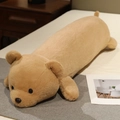 Long brown bear plush pillow with soft stuffing for sleeping in a bedroom setting - Brown Bear - Faux Rabbit Fur