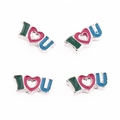 I Love You letter charms in colorful enamel finish for DIY floating locket jewelry - I Love U-Multicolor