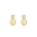 Minimalist s925 silver pineapple stud earrings with gold plating and sparkling zircons - Gold