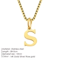 Gold stainless steel letter S initial pendant necklace with adjustable box chain for women - Letter S / Gold