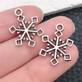 Silver snowflake alloy pendants for DIY bracelets jewelry making two piece set - 15x20mm Snowflake-11421