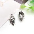 Set of two vintage silver conch shell charms for DIY jewelry making and crafts - 12x24mm Marine Conch