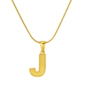 Gold plated snake chain necklace with textured capital letter J pendant for women - Letter J (S-P004-J)