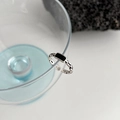 Anello a catena minimalista in argento sterling S925 con intarsio in smalto nero - Anello A Catena Rettangolare Nero In Argento S925 / Argento Nero
