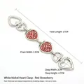17cm Strawberry purse extender chain with red enamel charms and heart buckles - Silver Heart Buckle - Red Strawberry