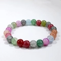 Macro shot of colorful beaded natural stone bracelet featuring unique ice crack textures - 6# (Multi-color Ice Crackle)