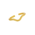 Bague ouverte vague en finition dorée avec une surface givrée granuleuse texturée - Ouvert Réglable / Or 18K