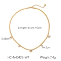 Close-up of 18K gold stainless steel snake chain necklace with five round cubic zirconia - White Zircon(HC-N40426-WT)
