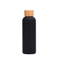 Matte black stainless steel insulated bottle with eco-friendly natural bamboo lid - Matte Ink Black