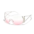Y2K frameless rimless sunglasses with pink gradient lenses and silver diamond metal legs - Blush Pink