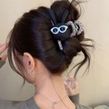 Elegante molletta per capelli a forma di coniglio nero con tessuto a zigzag sul manico - Stile in Tessuto Coniglietto con Occhiali da Sole Neri (25#)