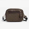 Brown quilted camera bag with GAB BAG fabric strap and gold-tone hardware - Dot Brown