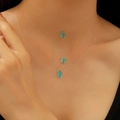 Three-layer invisible fishing line necklace with blue teardrop glass pendants on model - Three-Layer Blue Teardrop (WG-1221)
