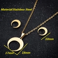 Conjunto de collar con colgante de luna y pendientes de acero inoxidable dorado - Media luna / Dorado