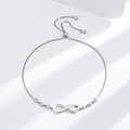 S925 Silber Unendlichkeitssymbol verstellbares Box-Armband mit funkelnden Zirkoniasteinen - Weißgold