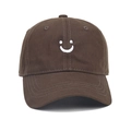 Dark brown cotton baseball cap for kids with white embroidered smile on front - Kids 52-54cm / Coffee